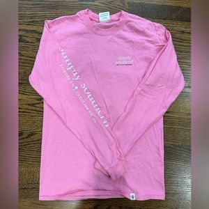 Simply Southern “Puppies, Coffee, and Shopping” Pink Logsleeve Shirt Small